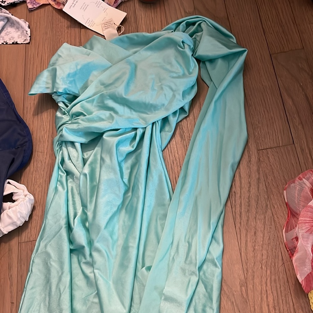 NWT Baobab Swim Jasmin Satin Bikini Pareo swimsuit coverup Rio Blue - Picture 5 of 9